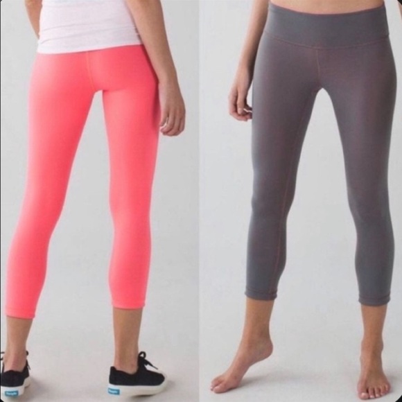 Lululemon Reversible Leggings Coral/Gray Size 6 EUC - Picture 1 of 11